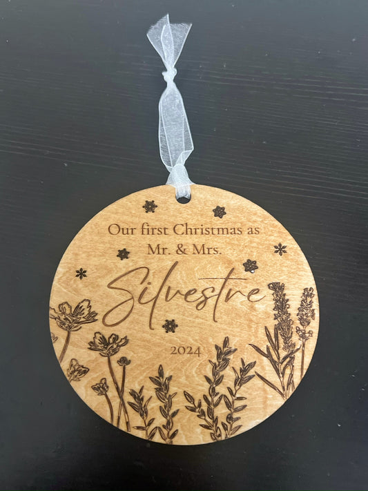 First Christmas Mr Mrs Wildflower Ornament